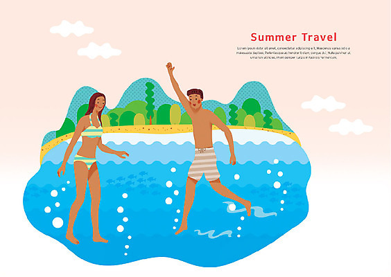 전신 PSD 나무 여자 남자 수영복 여행 일러스트 산 미소 사람 성인 해변 두명 여름 여름휴가 바캉스 손들기 수중 수영 물방울 즐거움 국내일러스트 식물 옷 계절 감정 바다 모션 휴가 표정 수상스포츠 파일형식 여름_계절