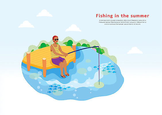 전신 PSD 구름 남자 바다 여행 여러마리 일러스트 낚시 슬리퍼 어류 한명 사람 성인 여름 여름휴가 바캉스 강 선글라스 낚싯대 숲 안식처 국내일러스트 자연요소 1 계절 안경 다수 신발 레저 휴가 휴식 수중동물 낚시용품 파일형식 여름_계절