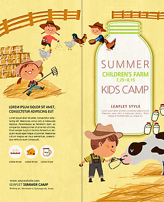 전신 PSD 템플릿 북디자인 출판디자인 여자 표지 남자 어린이 리플렛 북커버 여러마리 치즈 사람 팜플렛 여러명 울타리 농장 계란 우유 닭 체험 우유병 건초더미 먹여주기 젖소 농장체험 곡괭이 모이주기 여름캠프 이미지템플릿 다수 컨셉 농업 조류 병_용기 유제품 여름 담장 알 캠핑 체험학습 소 건초 먹기 파일형식 더미