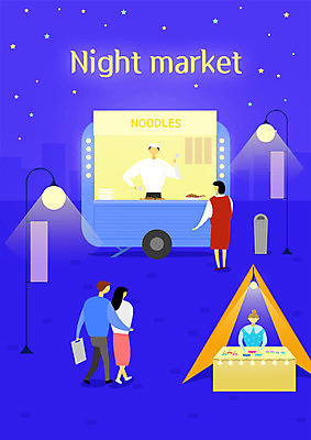 전신 PSD 커플 여자 남자 별 가로등 일러스트 사람 여러명 성인 판매 시장 야간 구경 가판대 야시장 푸드트럭 국내일러스트 자연요소 공공시설 다수 관계 트럭 파일형식