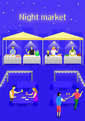 전신 PSD 여자 남자 별 일러스트 조명 사람 여러명 성인 판매 마시기 등불 시장 야간 먹기 천막 길거리음식 야시장 야외테이블 국내일러스트 자연요소 음식 다수 모션 탁자 파일형식