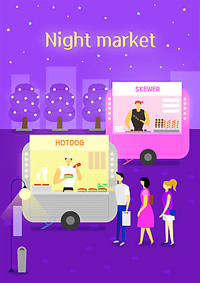 전신 PSD 나무 여자 남자 별 가로등 일러스트 조명 사람 여러명 성인 꼬치 시장 야간 핫도그 길거리음식 야시장 줄서기 푸드트럭 국내일러스트 자연요소 식물 공공시설 음식 다수 모션 패스트푸드 트럭 파일형식