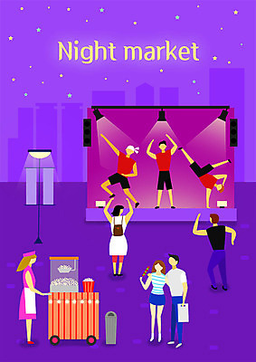 전신 PSD 커플 여자 별 가로등 일러스트 조명 사람 여러명 성인 가수 무대 춤 시장 야간 구경 즐거움 팝콘 관람 야시장 국내일러스트 자연요소 공공시설 감정 다수 관계 문화예술 음악가 파일형식
