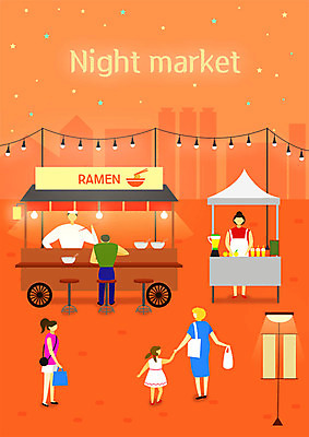 전신 PSD 여자 남자 별 어린이 가로등 일러스트 전구 조명 사람 여러명 성인 손잡기 라면 시장 야간 먹기 길거리음식 야시장 푸드트럭 국내일러스트 자연요소 공공시설 음식 다수 모션 트럭 면류 파일형식