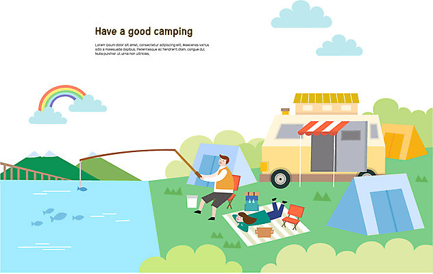 전신 구름 여자 남자 엎드리기 무지개 여러마리 일러스트 낚시 텐트 어류 사람 초원 성인 두명 강 캠핑 캠핑장 돗자리 캠핑카 국내일러스트 AI파일 자연요소 다수 모션 자동차 레저 캠핑도구 수중동물 파일형식 벡터