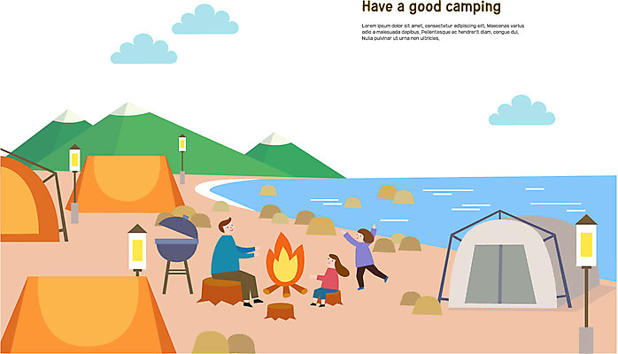 전신 구름 여자 남자 어린이 바다 가로등 일러스트 가족 텐트 사람 앉기 성인 세명 강 캠핑 바위 자녀 아빠 모닥불 캠핑장 즐거움 바베큐그릴 국내일러스트 AI파일 자연요소 공공시설 감정 관계 모션 불 레저 캠핑도구 돌_바위 그릴 바비큐 파일형식 벡터