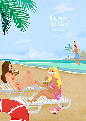 전신 PSD 구름 여자 남자 수영복 어린이 바다 일러스트 하늘 슬리퍼 서기 미소 사람 앉기 여러명 성인 해변 여름 여름휴가 바캉스 선글라스 야자수 마시기 목말 선베드 튜브 열대잎 코코넛주스 국내일러스트 자연요소 나무 옷 계절 안경 다수 신발 잎 의자 모션 휴가 표정 주스 코코넛 파일형식 여름_계절