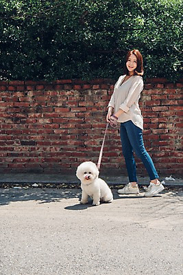 포토 JPG 주간 전신 한마리 여자 한명 미소 사람 20대 성인 야외 옆모습 반려동물 산책 한국인 잡기 강아지 벽돌담 목줄 반려 성인여자한명만 비숑프리제 펫팸족 국내포토 자연요소 동물 1 뷰포인트 모션 휴식 벽돌 표정 동양인 청년 담장 개 신조어 여자한명만 성인여자만 파일형식 반려용품