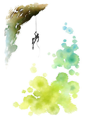 전신 PSD 남자 줄 일러스트 캘리그라피 붓터치 수채화 매달리기 한명 사람 풍경 성인 절벽 잡기 번짐 국내일러스트 1 모션 파일형식 효과