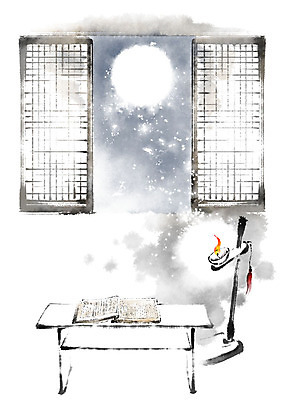 PSD 한국전통 별 일러스트 캘리그라피 탁자 붓터치 사람없음 책 달 번짐 호롱불 전통창문 국내일러스트 자연요소 전통 가구 창문 조명 한국 파일형식 효과