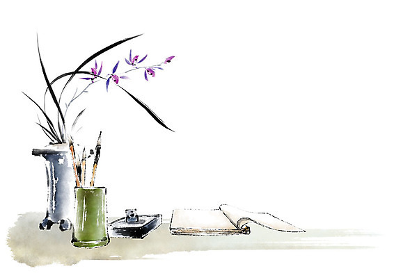 PSD 한국전통 전통문화 일러스트 캘리그라피 붓터치 사람없음 붓 난초 먹 한지 번짐 벼루 국내일러스트 식물 전통 종이 문화 서예 한국 파일형식 효과