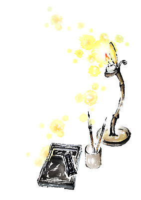 PSD 한국전통 전통문화 일러스트 캘리그라피 붓터치 사람없음 컵 두개 붓 먹 번짐 벼루 호롱불 국내일러스트 전통 식기 문화 2 서예 조명 한국 파일형식 효과