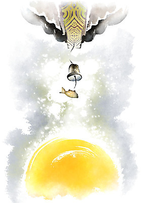 PSD 한국전통 일러스트 캘리그라피 붓터치 매달리기 사람없음 전통문양 종 번짐 처마 물고기모양 처마끝 국내일러스트 전통 문양 모션 한국 파일형식 효과