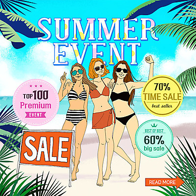 전신 PSD 템플릿 여자 ZIP 바다 웹템플릿 팝업 이벤트팝업 웹팝업 서기 이벤트 성인 해변 세명 여름 비키니 세일 즐거움 야자수잎 아트툰 성인여자만 빅팝업 이미지템플릿 계절 수영복 감정 잎 모션 사람 그림 여자만 성인만 파일형식