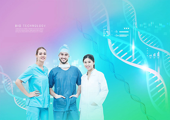 PSD 서양인 편집이미지 응시 여자 남자 허리손 그래프 서기 미소 사람 동양인 상반신 20대 성인 세명 의사 의사가운 DNA 생명공학 스마트 주머니손 수술복 IT산업 4차산업 이미지편집 외국인 시선 산업 포즈 컨셉 의학 모션 표정 정보기술 인종 청년 의료진 가운 파일형식