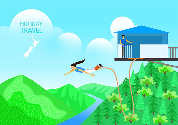 전신 PSD 여자 남자 여행 일러스트 휴가 산 사람 성인 두명 강 계곡 점프 도전 번지점프 번지점프대 안식처 국내일러스트 모션 휴식 익스트림스포츠 파일형식