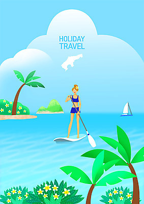 전신 PSD 구름 여자 수영복 꽃 바다 여행 요트 일러스트 휴가 한명 서기 사람 야자수 풀숲 노젓기 안식처 패들 성인여자한명만 패들보드 국내일러스트 자연요소 나무 식물 1 옷 배_교통 모션 휴식 서핑 숲 노_배의노 여자한명만 성인여자만 파일형식