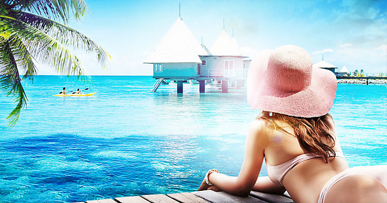 PSD 서양인 구름 편집이미지 응시 여자 남자 바다 하늘 휴식 사람 상반신 20대 성인 뒷모습 세명 여름 여름휴가 바캉스 비키니 야자수 카약 수상가옥 노젓기 챙모자 성인만 이미지편집 자연요소 외국인 나무 모자_잡화 시선 계절 수영복 뷰포인트 컨셉 모션 휴가 주택 청년 수상스포츠 파일형식 여름_계절