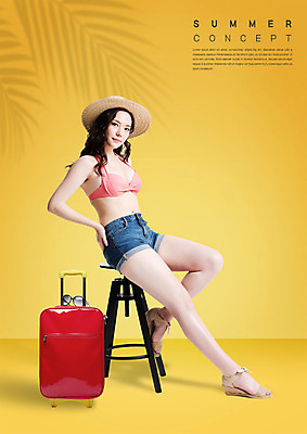 전신 PSD 편집이미지 응시 여자 수영복 의자 그림자 한명 사람 앉기 20대 성인 여름 선글라스 캐리어 한국인 샌들 열대잎 챙모자 성인여자한명만 이미지편집 모자_잡화 1 시선 옷 계절 안경 가구 신발 잎 모션 동양인 청년 여행가방 여자한명만 성인여자만 파일형식