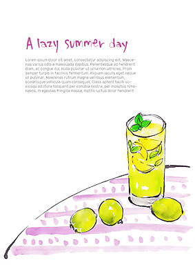 PSD 음료 일러스트 잔 한잔 사람없음 여름 식탁보 풀잎 시원함 레몬 레몬주스 슬라이스 국내일러스트 1 식기 계절 잎 과일 풀_식물 과일주스 파일형식