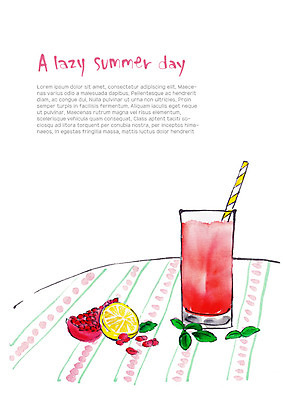 PSD 음료 일러스트 잔 빨대 사람없음 여름 식탁보 풀잎 시원함 레몬 석류 석류주스 국내일러스트 식기 계절 잎 과일 풀_식물 과일주스 파일형식