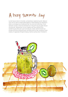 PSD 음료 일러스트 유리병 키위 빨대 사람없음 여름 시원함 슬라이스 키위주스 국내일러스트 계절 과일 병_용기 과일주스 파일형식