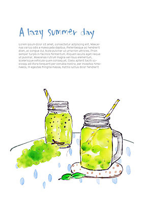 PSD 음료 일러스트 유리병 빨대 사람없음 연두색 여름 풀잎 시원함 두병 청포도주스 국내일러스트 계절 잎 2 병_용기 초록색 풀_식물 과일주스 파일형식