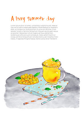 PSD 음료 일러스트 잔 빨대 사람없음 여름 두개 식탁보 풀잎 시원함 망고 망고주스 국내일러스트 식기 계절 잎 2 풀_식물 과일주스 열대과일 파일형식