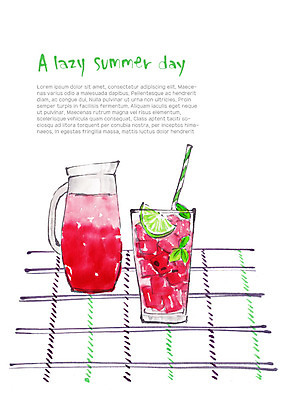 PSD 음료 일러스트 유리병 잔 빨대 사람없음 여름 식탁보 풀잎 시원함 라임 수박조각 수박주스 국내일러스트 식기 계절 조각 잎 과일 병_용기 수박 풀_식물 과일주스 파일형식