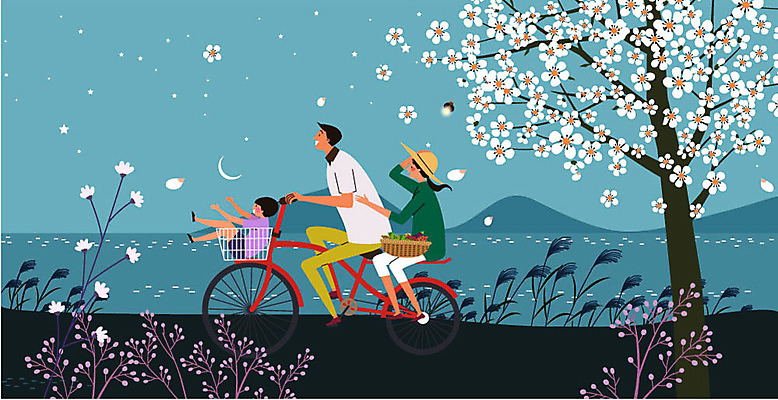 전신 여자 남자 별 어린이 채소 일러스트 가족 꽃나무 갈대 사람 성인 세명 바구니 자전거 들꽃 달 시골 승차 야간 귀농 전원생활 흩날리기 국내일러스트 AI파일 자연요소 나무 식물 꽃 농업 관계 모션 생활 바이크 파일형식 벡터