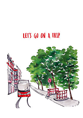 PSD 나무 여행 일러스트 수채화 거리 풍경 사람없음 건물 여름 여름풍경 표지판 보행로 역 가로수 전차 국내일러스트 식물 건축물 계절 길 육상교통 교통시설 대중교통 알림판 파일형식 여름_계절