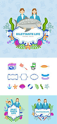 여자 남자 일러스트 낚시 조개 불가사리 프레임 어류 미소 들기 사람 여러명 상반신 성인 취미 세트 낚시용품 낚싯대 심볼 즐거움 튜브 닻 낚시줄 해파리 낚시찌 릴 월척 웹엘리먼트 국내일러스트 AI파일 감정 다수 모션 레저 어패류 극피동물 표정 수중동물 자포동물 엘리먼트 파일형식 벡터