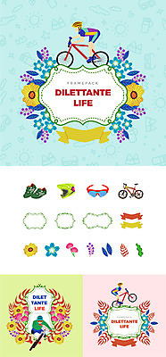 전신 여자 남자 꽃 운동화 일러스트 나뭇잎 프레임 사람 여러명 상반신 성인 취미 세트 선글라스 자전거 헬멧 심볼 사이클링 사이클복 웹엘리먼트 국내일러스트 AI파일 식물 안경 다수 신발 잎 바이크 보호장비 육상스포츠 엘리먼트 파일형식 벡터