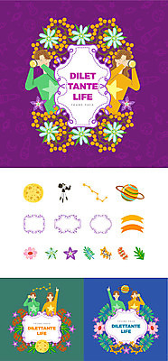 응시 여자 남자 꽃 일러스트 나뭇잎 프레임 사람 여러명 상반신 성인 취미 세트 우주 망원경 별자리 행성 가리킴 심볼 천체관측 웹엘리먼트 국내일러스트 AI파일 식물 시선 다수 잎 손짓 관측 엘리먼트 파일형식 벡터