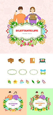 여자 남자 꽃 일러스트 나뭇잎 프레임 방석 미소 사람 여러명 상반신 성인 취미 책 세트 심볼 바둑 바둑알 바둑판 웹엘리먼트 국내일러스트 AI파일 식물 다수 잎 놀이 표정 엘리먼트 파일형식 벡터