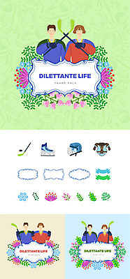 여자 남자 꽃 스포츠 일러스트 나뭇잎 프레임 사람 여러명 상반신 성인 취미 세트 운동 스케이트 헬멧 보호장비 심볼 아이스하키 하키채 아이스하키복 웹엘리먼트 하키용품 국내일러스트 AI파일 식물 스포츠용품 다수 유니폼 잎 겨울스포츠 건강 장비 하키 엘리먼트 파일형식 벡터