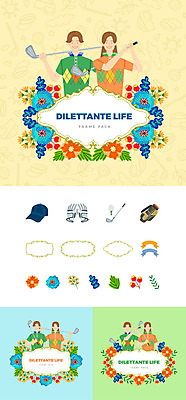 여자 남자 꽃 골프 일러스트 나뭇잎 골프공 프레임 미소 들기 사람 여러명 상반신 성인 취미 세트 골프채 골프가방 골프웨어 심볼 골프장갑 골프티 모자가게 웹엘리먼트 국내일러스트 AI파일 식물 옷 장갑 다수 잎 가방 공 모션 골프용품 표정 구기 상점 엘리먼트 파일형식 벡터