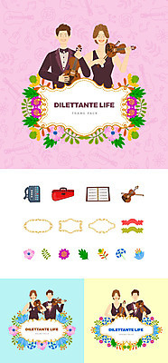 여자 남자 꽃 연주 일러스트 나뭇잎 프레임 미소 사람 여러명 상반신 성인 취미 세트 연주자 심볼 바이올린 악보 즐거움 바이올리니스트 바이올린케이스 웹엘리먼트 국내일러스트 AI파일 식물 감정 음악 다수 잎 현악기 표정 음악가 엘리먼트 파일형식 벡터