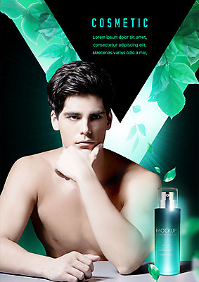 PSD 서양인 편집이미지 응시 남자 나뭇잎 한명 사람 상반신 20대 성인 앞모습 빛 뷰티 턱괴기 화장품 스킨 로션 뷰티라이프 성인남자한명만 그루밍족 이미지편집 외국인 1 라이프스타일 시선 뷰포인트 잎 모션 청년 남자한명만 성인남자만 파일형식