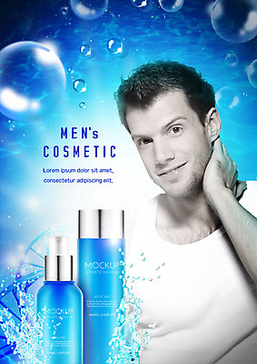 PSD 서양인 편집이미지 응시 남자 한명 미소 사람 상반신 20대 성인 앞모습 뷰티 수중 화장품 물방울 스킨 로션 뷰티라이프 성인남자한명만 그루밍족 이미지편집 외국인 1 라이프스타일 시선 뷰포인트 표정 청년 남자한명만 성인남자만 파일형식