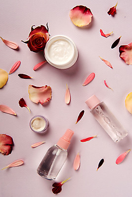 포토 JPG 스튜디오촬영 꽃잎 실내 사람없음 장식 장미 화장품 크림 오브젝트 스킨 분무기 드라이플라워 미스트 국내포토 꽃 내부 뷰티 파일형식