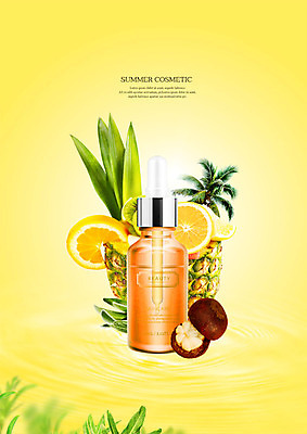 PSD 편집이미지 오렌지 사람없음 야자수 뷰티 노란색 화장품 풀잎 파인애플 망고스틴 에센스 열대잎 이미지편집 나무 컬러 잎 과일 풀_식물 열대과일 파일형식