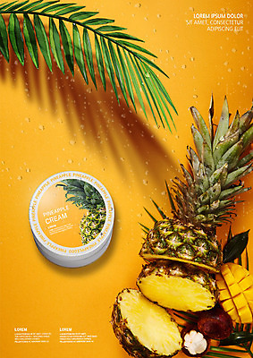 PSD 편집이미지 나뭇잎 사람없음 뷰티 물방울 크림 망고 망고스틴 열대잎 이미지편집 잎 과일 열대과일 파일형식