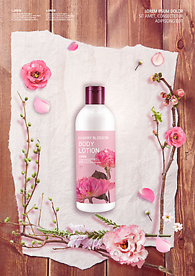 PSD 편집이미지 꽃잎 꽃 분홍색 사람없음 목재 뷰티 나뭇가지 화장지 꽃봉오리 나무판자 바디로션 이미지편집 나무 식물 컬러 재료 파일형식