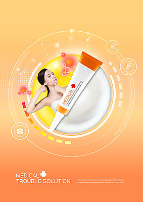 PSD 편집이미지 여자 의학 주사기 한명 사람 상반신 20대 성인 뷰티 한국인 바이러스 구급상자 피부관리 박테리아 솔루션 연고 짜기 피부트러블 의료성형뷰티 이미지편집 1 의료기기 모션 동양인 청년 의료용품 피부질환 파일형식