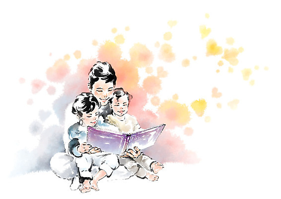 전신 PSD 여자 남자 어린이 일러스트 캘리그라피 붓터치 미소 사람 앉기 성인 책 세명 독서 번짐 무릎 국내일러스트 모션 표정 신체부위 파일형식 효과