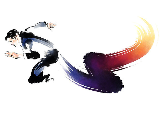 PSD 응시 남자 포즈 일러스트 캘리그라피 붓터치 한명 사람 정장 상반신 성인 달리기 번짐 국내일러스트 1 시선 옷 모션 파일형식 효과