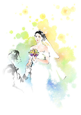 PSD 커플 여자 남자 부케 웨딩드레스 일러스트 캘리그라피 붓터치 면사포 미소 사람 앉기 상반신 성인 두명 손잡기 번짐 예복 신랑신부 국내일러스트 드레스 옷 신부_웨딩 꽃다발 신랑 결혼 관계 모션 표정 결혼소품 파일형식 효과