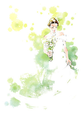 PSD 응시 여자 신부 부케 웨딩드레스 일러스트 캘리그라피 붓터치 한명 미소 사람 상반신 성인 잡기 번짐 국내일러스트 1 시선 드레스 꽃다발 결혼 모션 표정 파일형식 효과
