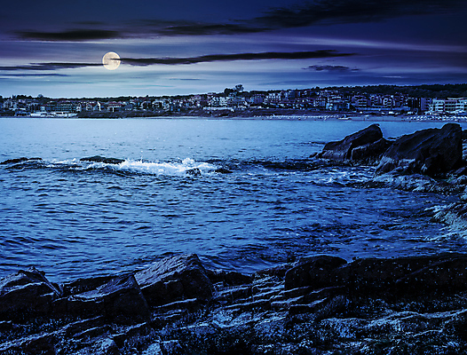 포토 JPG 해외이미지 바다 하늘 풍경 사람없음 야외 파란색 보름달 달 야간 해외202004 해외포토 자연요소 컬러 파일형식 이미지허브